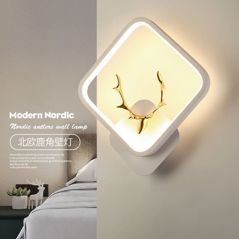 LED 北欧壁灯创意简约现代客厅灯房间卧室走廊过道楼梯床头墙灯饰 白光 白圆图片