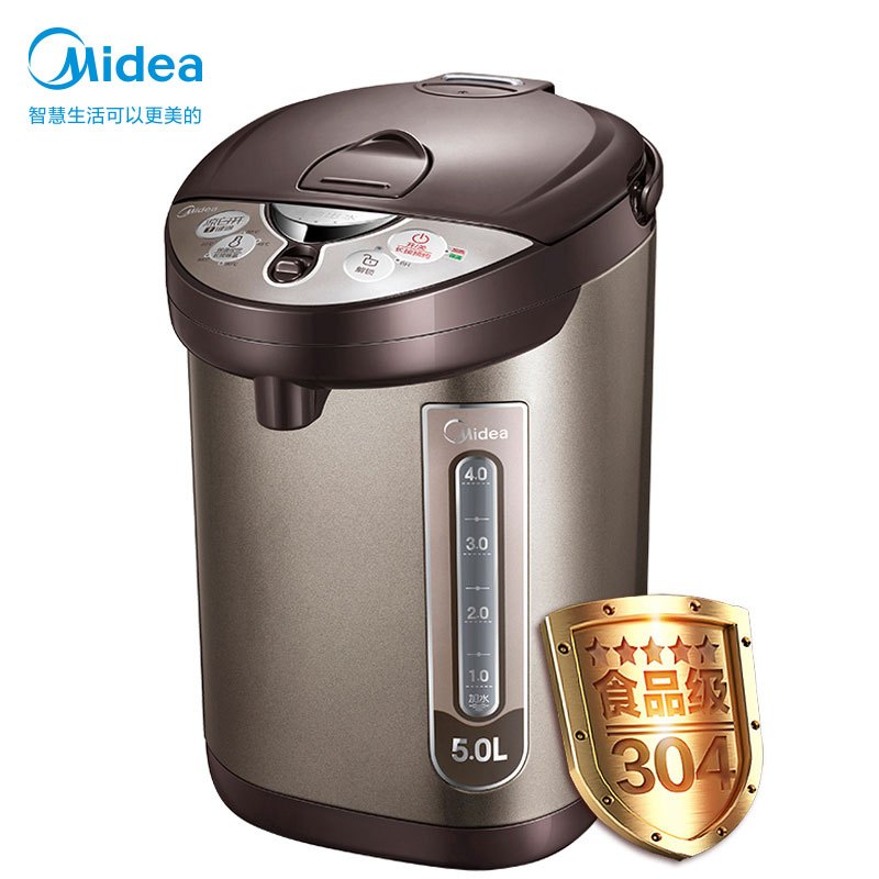美的(Midea)电热水瓶热水壶5L电水壶304不锈钢水壶热水瓶智能多段温控电水壶双层防烫防干烧烧水壶PF703-50T高清大图