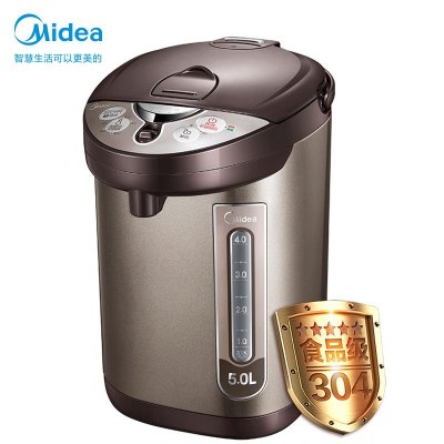 美的(Midea)电热水瓶热水壶5L电水壶304不锈钢水壶热水瓶智能多段温控电水壶双层防烫防干烧烧水壶PF703-50T