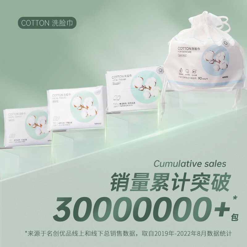 名创优品 MINISO珍珠纹AB双面洗脸巾*4