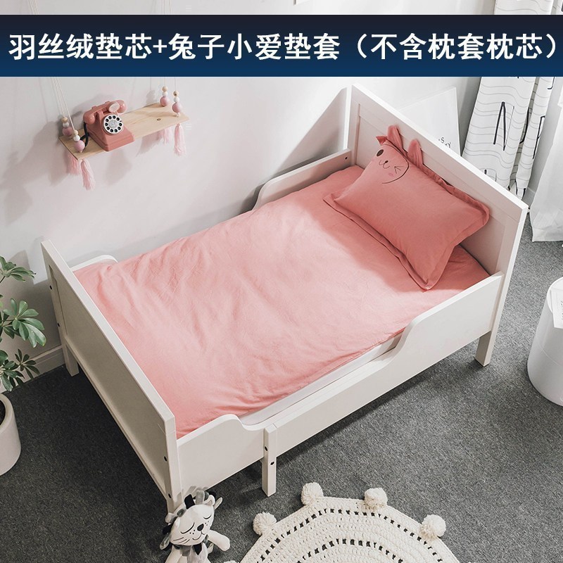 儿童床垫幼儿园褥子春夏全棉垫套午睡垫子宝宝婴儿小床垫被可水洗_8 70*150 羽丝绒垫+垫套（兔子小爱）