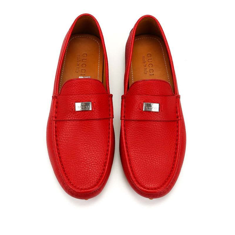 古驰(GUCCI)真皮圆头徽标豆豆鞋底休闲商务鞋男户外百搭配皮鞋图片