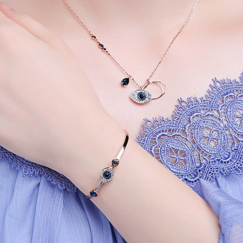 SWAROVSKI 施华洛世奇 恶魔之眼项链 玫瑰金色女士锁骨链