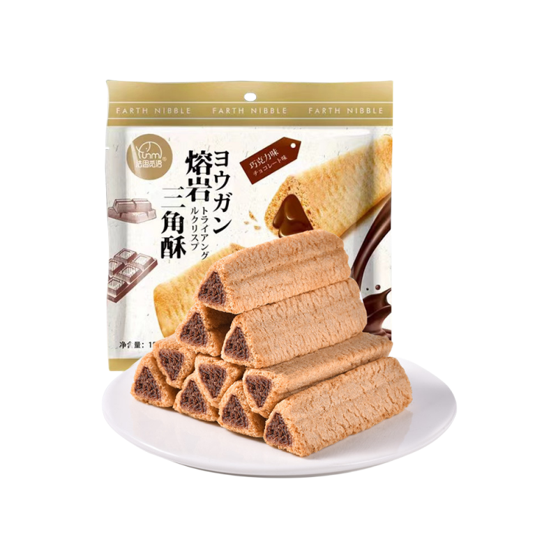 法思觅语 牛奶味158g*2包 熔岩三角酥金字塔夹心饼干巧克力下午茶小点心休闲零官方正品
