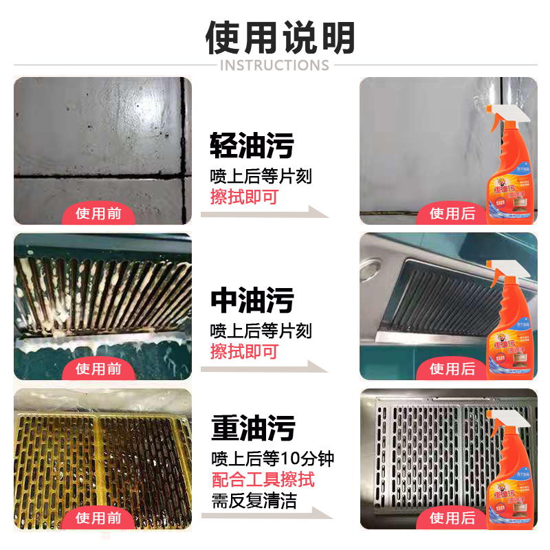 苏宁宜品厨房油污净油烟机重油污清洁剂2瓶装500ml/瓶[魔泡升级配方]高清大图