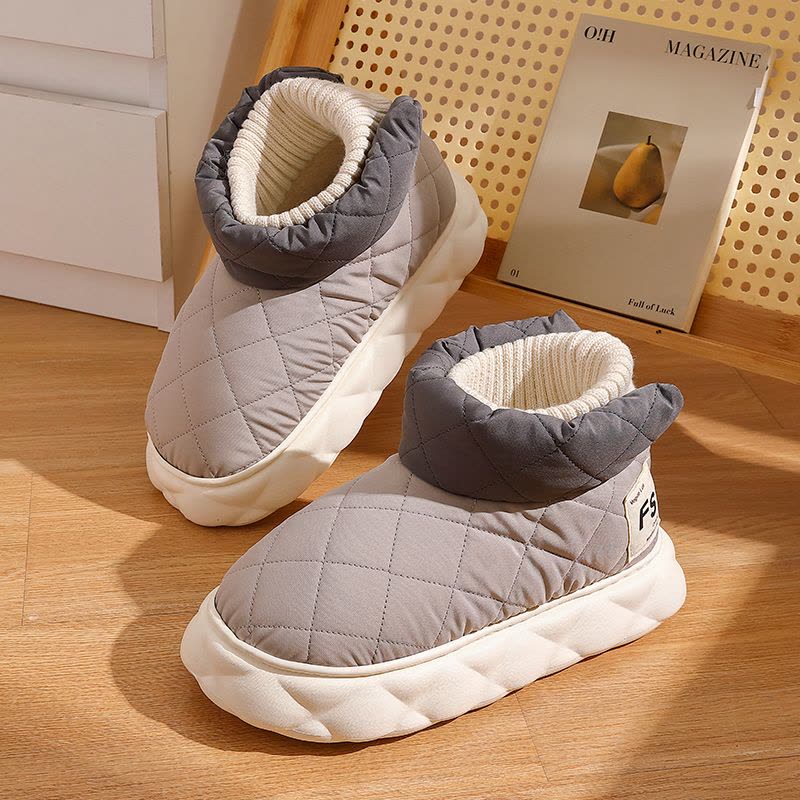 防水棉拖鞋女士冬季包跟2023新款室内家居情侣加绒保暖羽绒棉鞋男图片