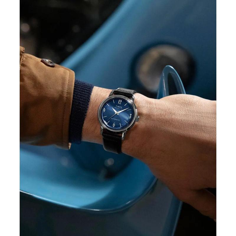 Timex/天美时深海潜航自动机械腕表防水米蓝盘橡胶带