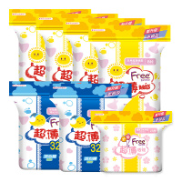 Free 卫生巾 日夜+夜用组合 超薄 透气 绵柔74片 棉柔 护垫 姨妈巾