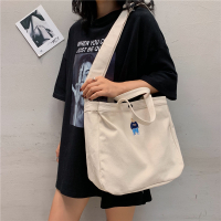 包包女包新款2021大百搭大学生上课斜挎包容量帆布包女单肩包男夏 白色