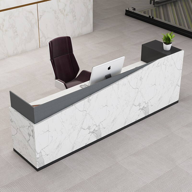 绵冠MIANGUAN前台现代简约收银台接待台吧台板式前台高清大图