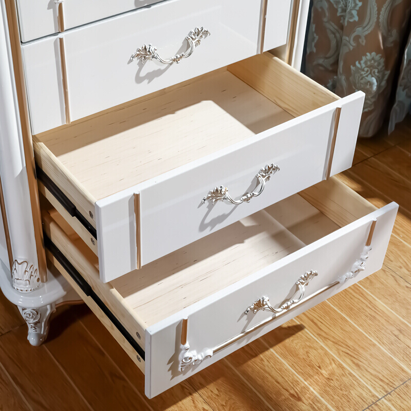 白色乳白色简约简欧欧式实木花五斗柜储物柜收纳柜实用小柜子 五斗柜