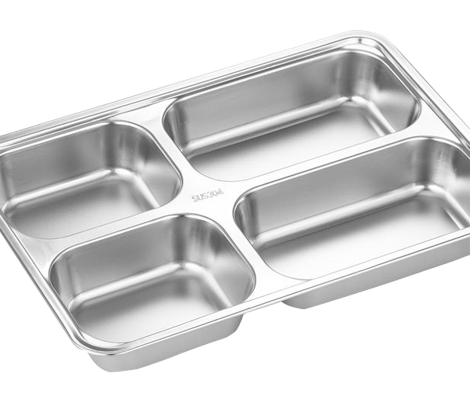 攸 不锈钢特大四格餐盘 33*22.8*4.5cm 个高清大图