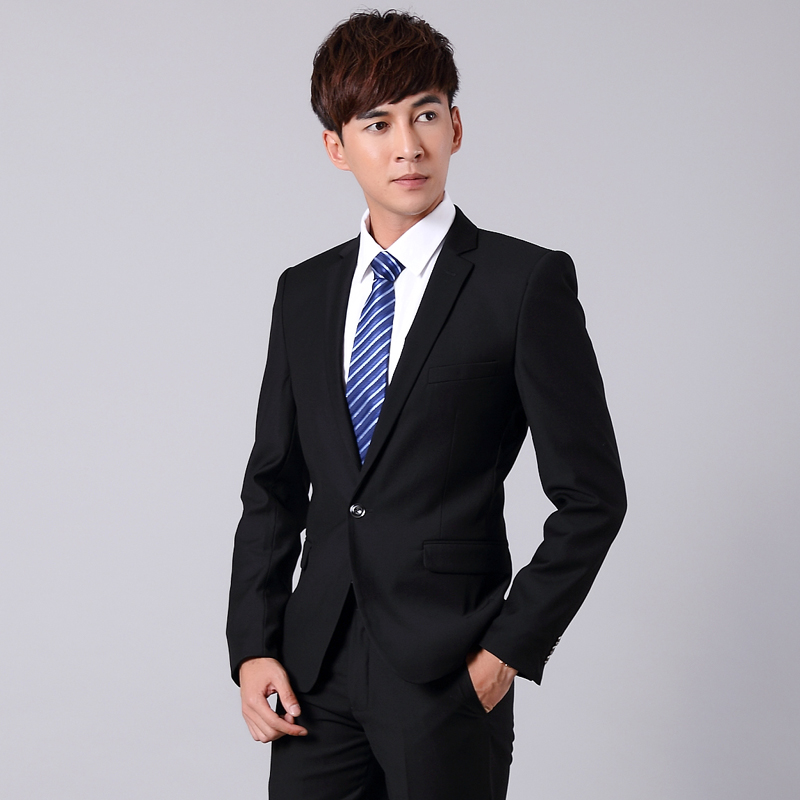 春秋新款职业套装男西装两件套长袖工作服男士职业装秋冬面试正装商务
