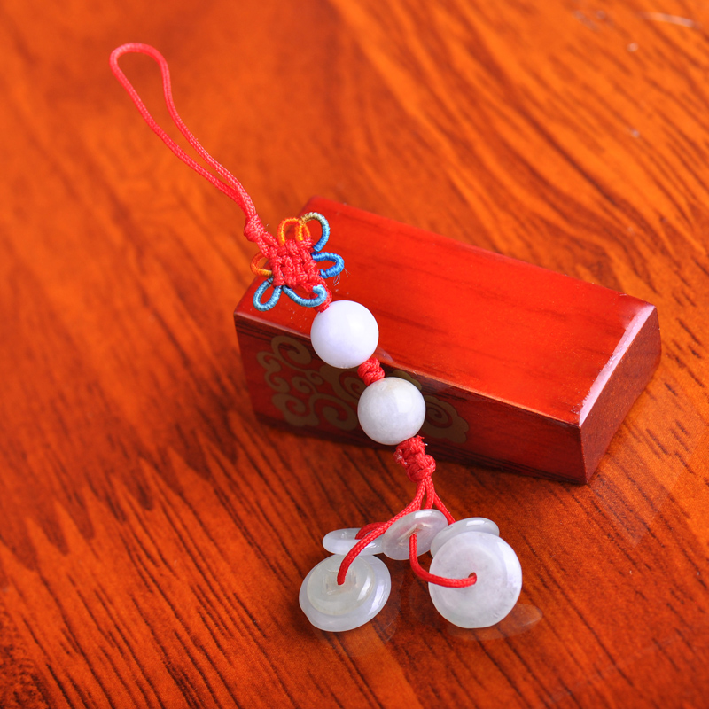 梦克拉Mkela 翡翠包包链手机链挂件挂饰 涵义 手机链 手机坠 手工编织 钥匙坠 玉石平安扣包链高清大图