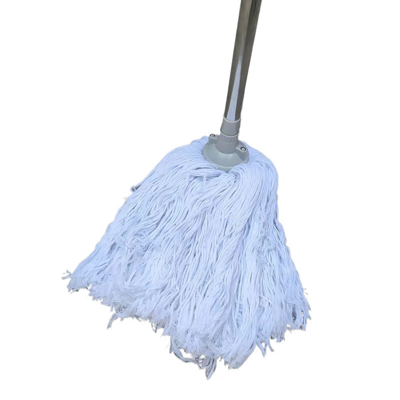 玫科纯白棉线圆头懒人拖把不锈钢杆老式拖布商用医院物业家用吸水墩布