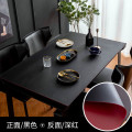 谋福 皮革桌垫防水防油免洗桌布 长方形餐桌布pu桌垫防烫茶几桌垫90*140黑色/深红（双面用）