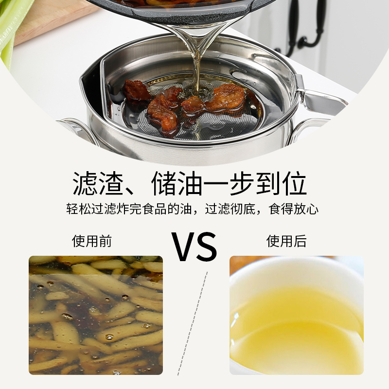 大号容量过滤油渣猪油储油罐厨房烘焙精灵家用防漏油瓶 北欧蓝小号(容量1.3L)