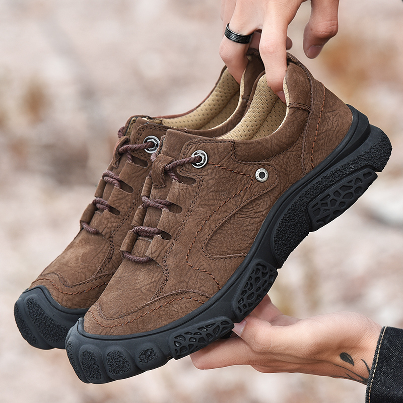yibuluotuo男鞋真皮透气户外运动休闲皮鞋男士防滑头层牛皮防水登山鞋