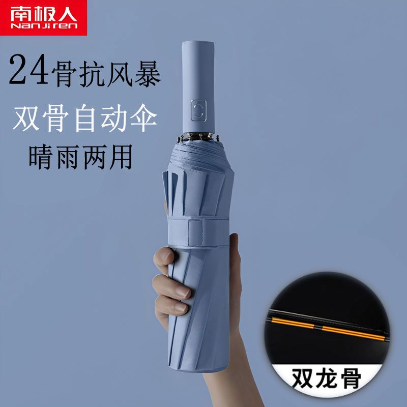 24骨全自动太阳伞折叠伞女学生大号双人男防晒晴雨两用雨伞高清大图