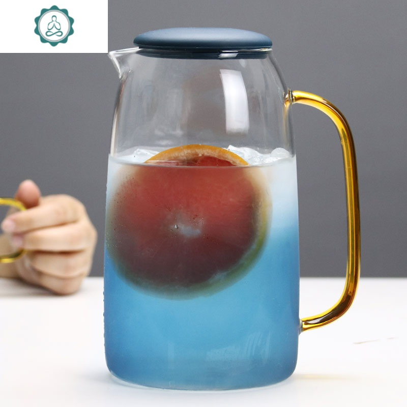 玻璃冷水壶烧水壶冰箱冷冻冰水壶燃气陶炉煮茶壶云石壶家用 封后 云石壶+4个云石杯+茶盘凉水壶