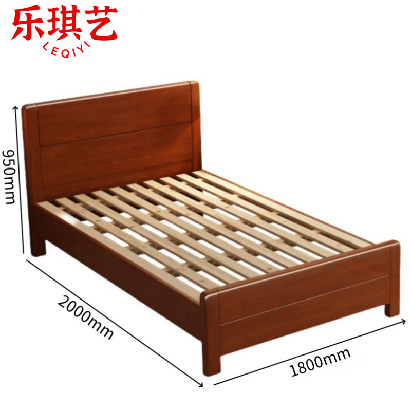 乐琪艺 实木单人床 海棠色 2000*1800*950mm 张高清大图