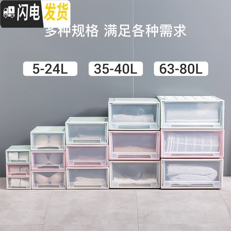三维工匠抽屉式收纳箱塑料透明整理箱衣柜内衣服内衣储物箱儿童柜子收纳盒高清大图