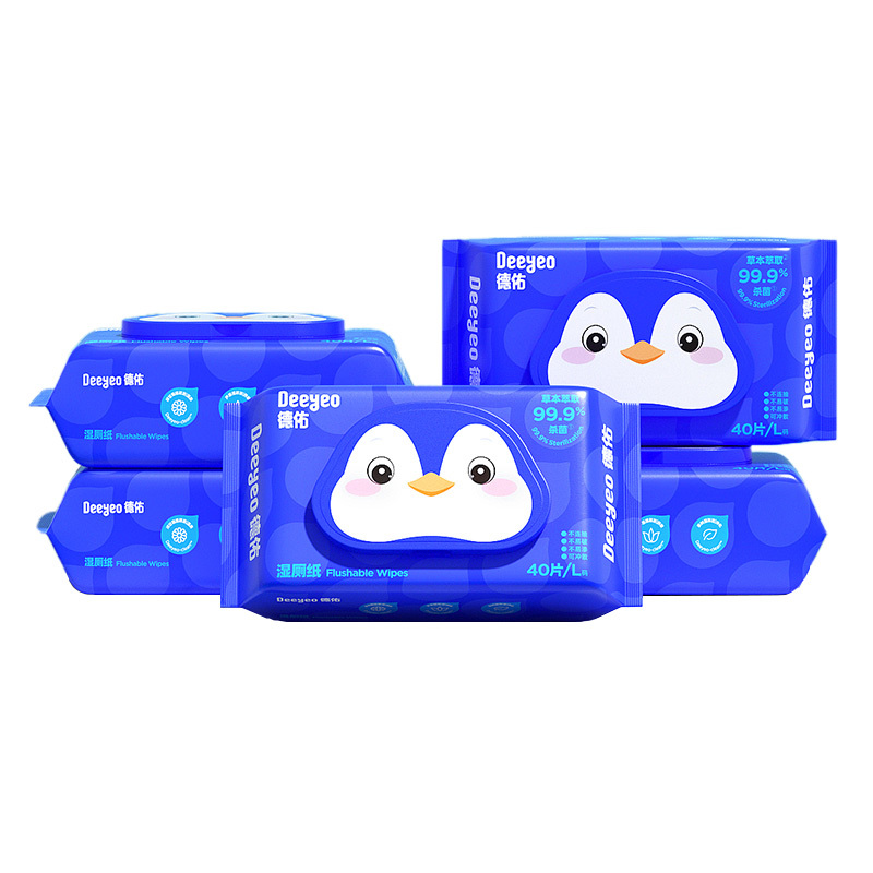德佑湿厕纸40片*5包舒适企鹅古戈版2007DYWP114(包装随机)