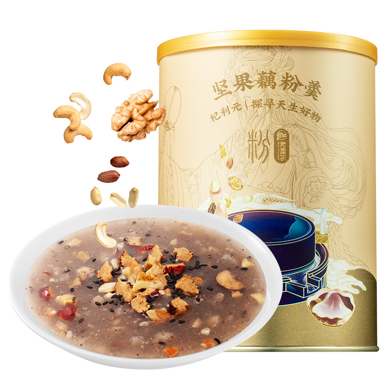 杞利元 核桃坚果藕粉500g/罐 纯藕粉坚果羹营养早餐特产代餐食品
