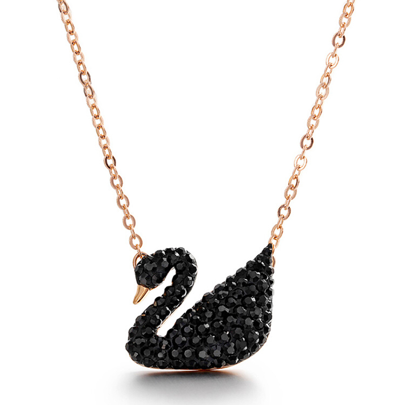 施华洛世奇(SWAROVSKI) 大号玫瑰金色链黑天鹅项链 送恋人5204134
