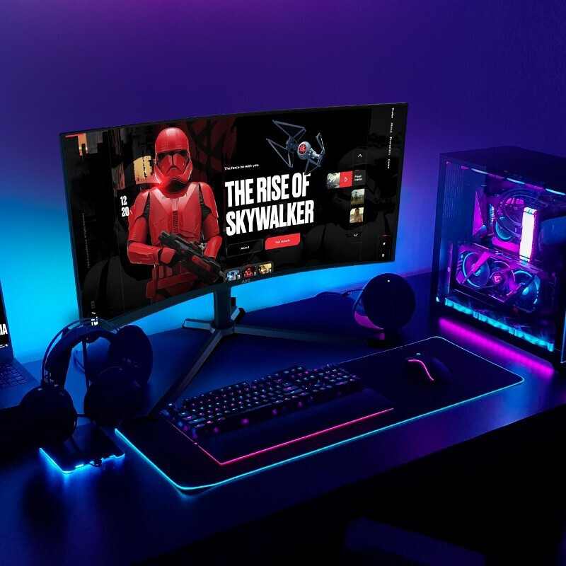 AOC C27G3 27英寸显示器 165HZ电竞1MS曲面1000R台式电脑液晶显示器可升降壁挂游戏吃鸡曲屏144HZ外接笔记本屏幕显示屏PS4
