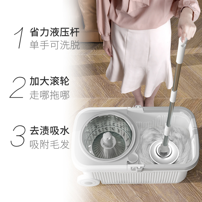 旋转拖把杆2020新款家用懒人拖地免手洗一拖墩布拖布桶净高清大图