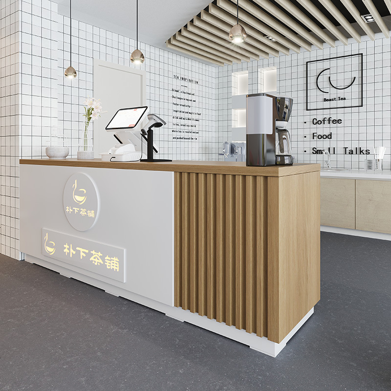 简约现代奶茶店甜品店收银台店铺小型公司前台接待台服装店吧台桌