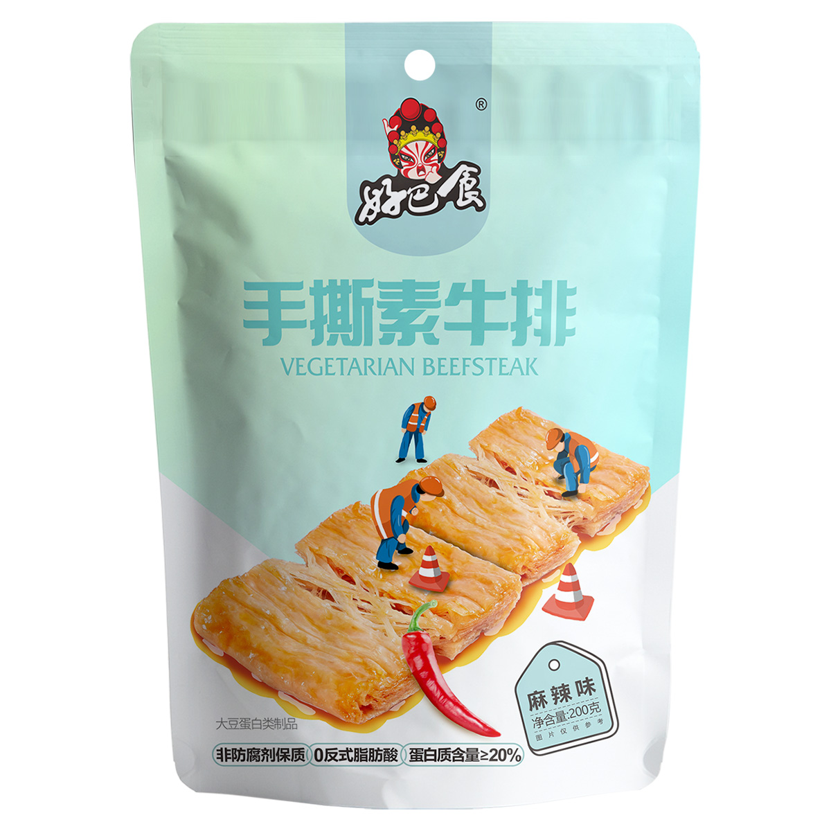 好巴食 素食豆腐干 休闲零食小吃 手撕素牛排麻辣味200g高清大图