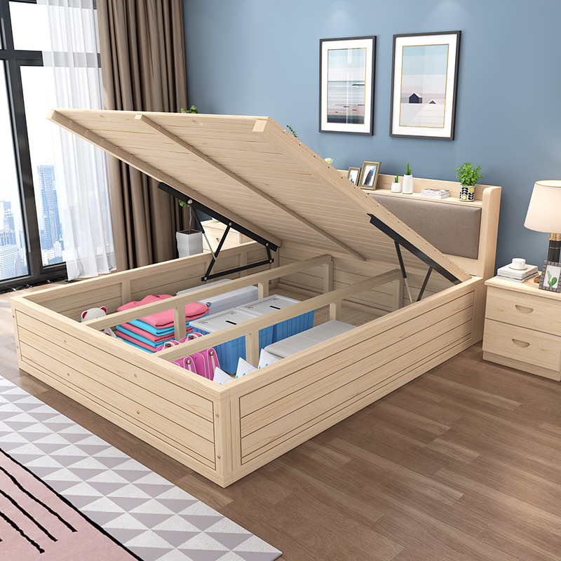 寻木匠床垫其他 寻木匠高箱床收纳实木床软靠背现代简约双人1.8米榻榻