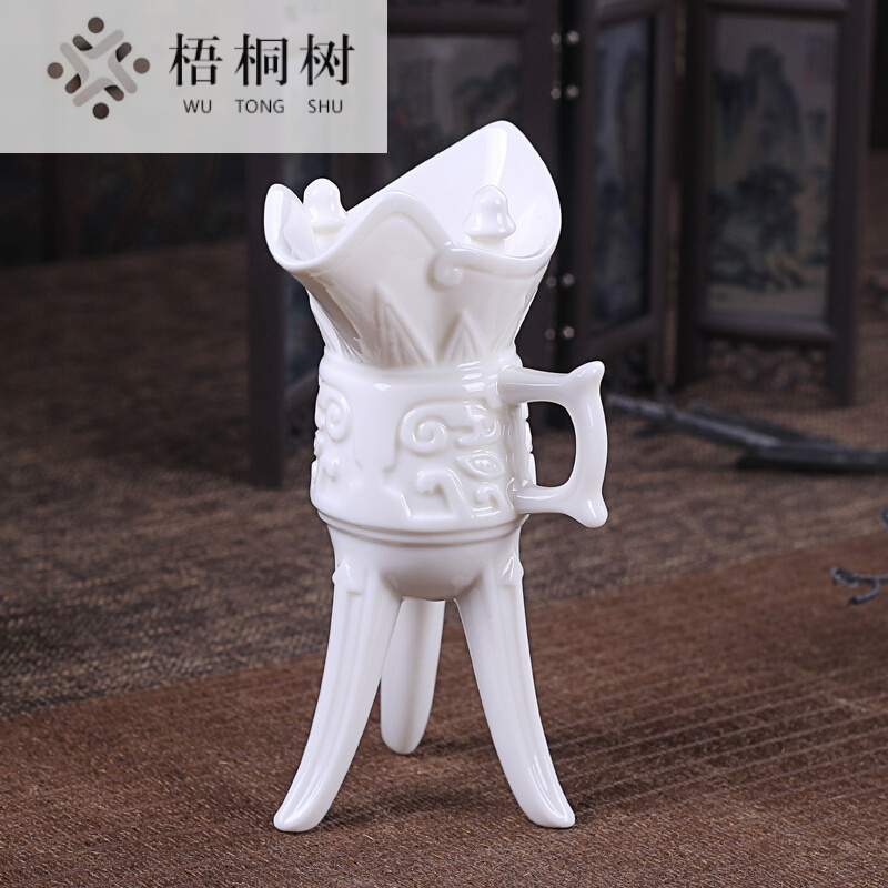仿古陶瓷酒杯中国风爵杯白酒酒具套装摆件酒盅清酒烈酒高脚杯