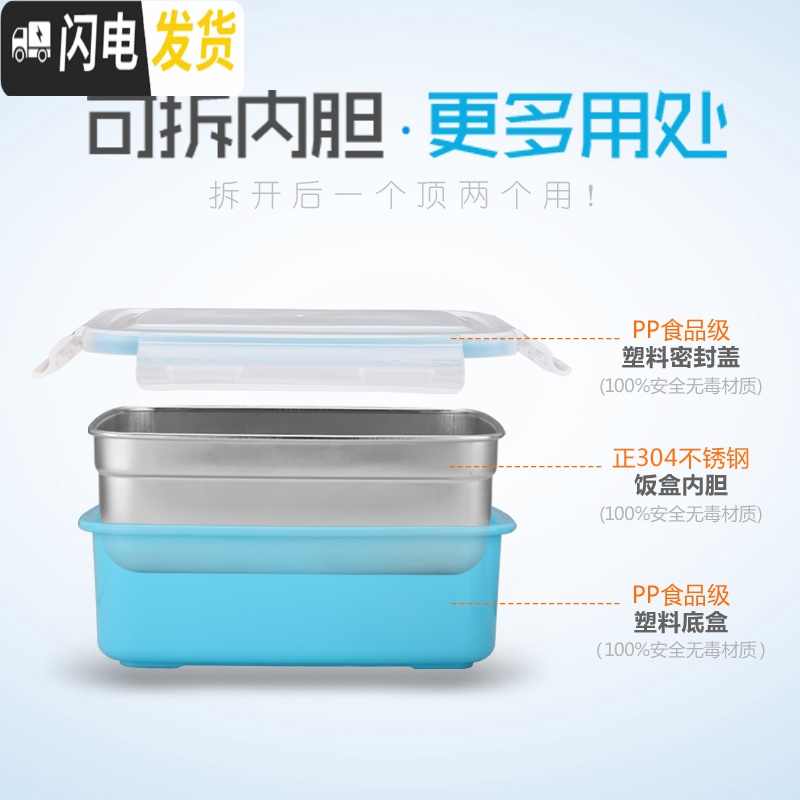 三维工匠小学生饭盒学生用儿童防烫带盖304不锈钢分格便当盒密封保温餐盒 卡通北欧粉带隔板[送餐具]--900高清大图
