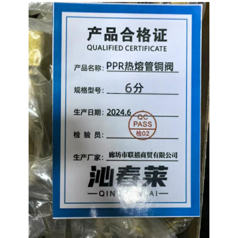 沁春莱/PPR热熔管铜阀/6分/个高清大图