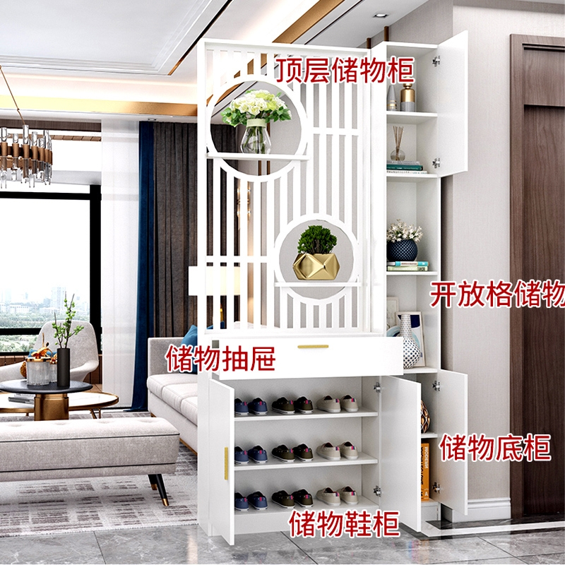 芊怡(QIANYI)入户进门屏风隔断柜置物架客厅简约现代木正对大门双面玄关柜墙
