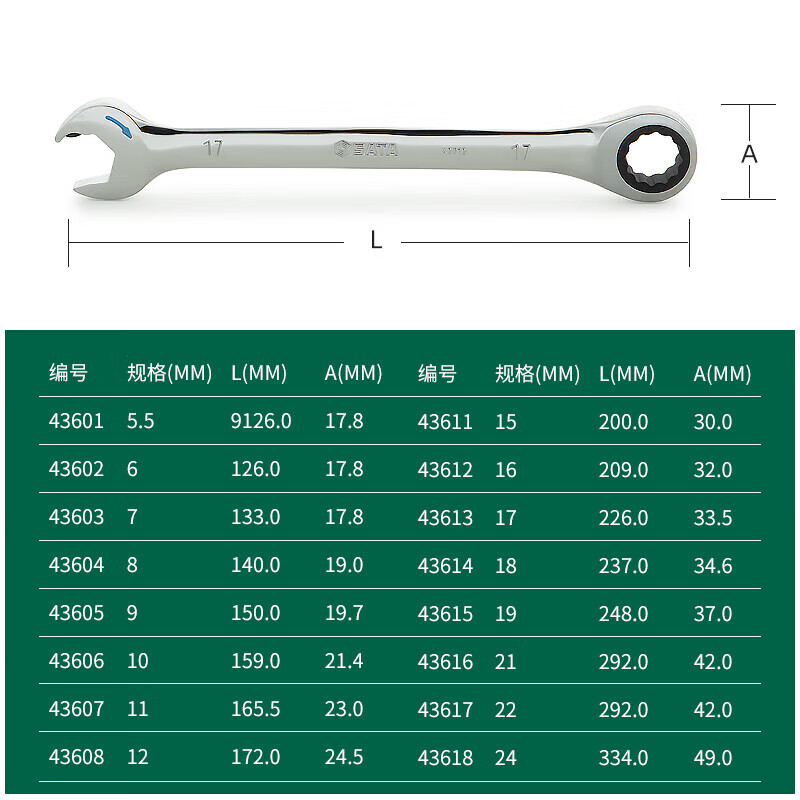 世达(SATA)43607全抛光开口快扳11MM(单位:个)高清大图