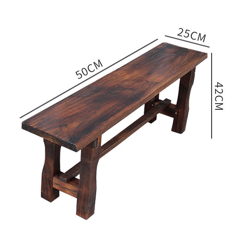 汐岩简约现代防腐木长方形长凳木板凳家用实木质长条凳子餐厅餐桌吃饭 碳化色长50*宽25*高42cm碳化