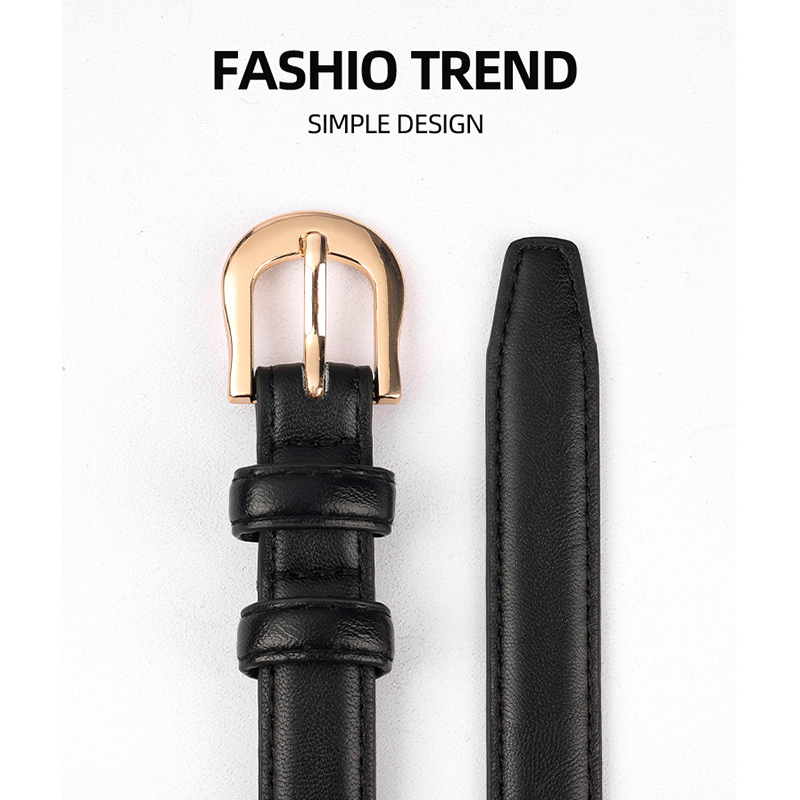 啄木鸟女士皮带2025新款真皮黑色配西装裤腰带装饰配牛仔裤百真高清大图