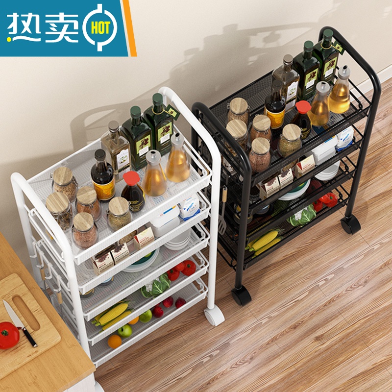 敬平厨房置物架落地多层可移动卫生间小推车蔬菜篮零食收纳储物架子高清大图