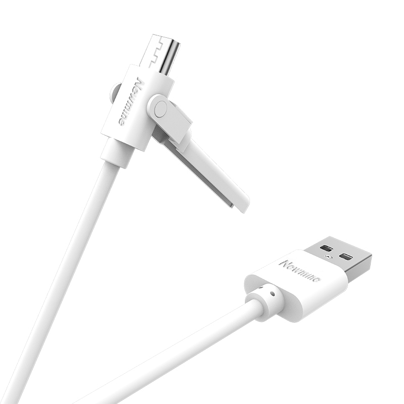 Newmine纽曼连接线ZA22 安卓手机通用MICRO USB Android TPE材质1米白色手机支架防折断充电线