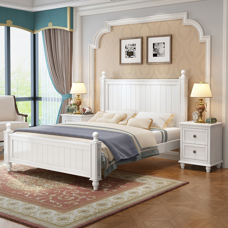 美式床轻奢美式乡村实木床男孩12m15单人床18米双人床家具