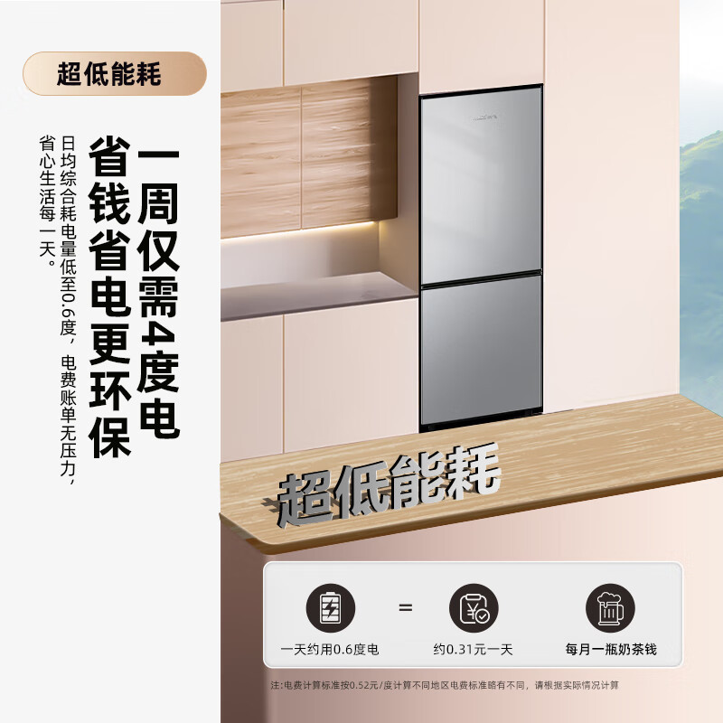 新飞(Frestec)185升家用小型冰箱双开门租房可用独立两门三温高效制冷冰箱BCD-185K2CT 185升高清大图