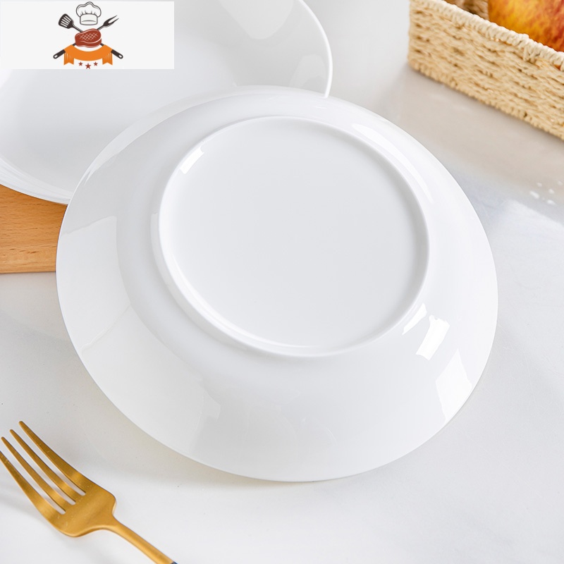 盘子景德镇骨瓷餐具陶瓷家用盘菜盘汤盘圆盘创意盘家用纯白深盘 敬平高清大图