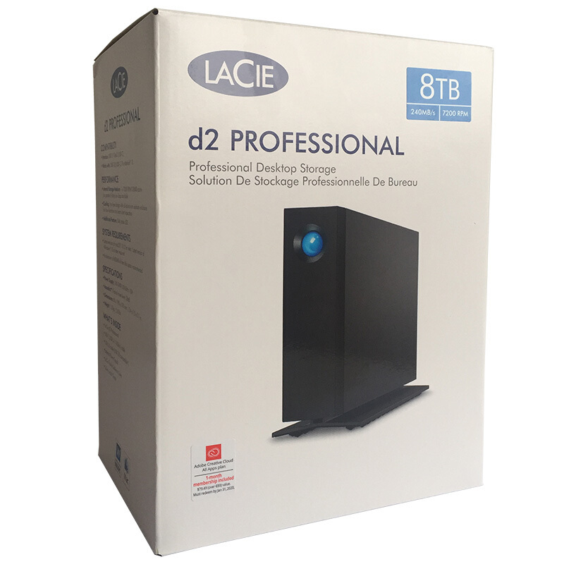 LaCie 8TB 移动硬盘 Type-C/USB3.1 D2 3.5英寸 企业级硬盘 STHA8000800