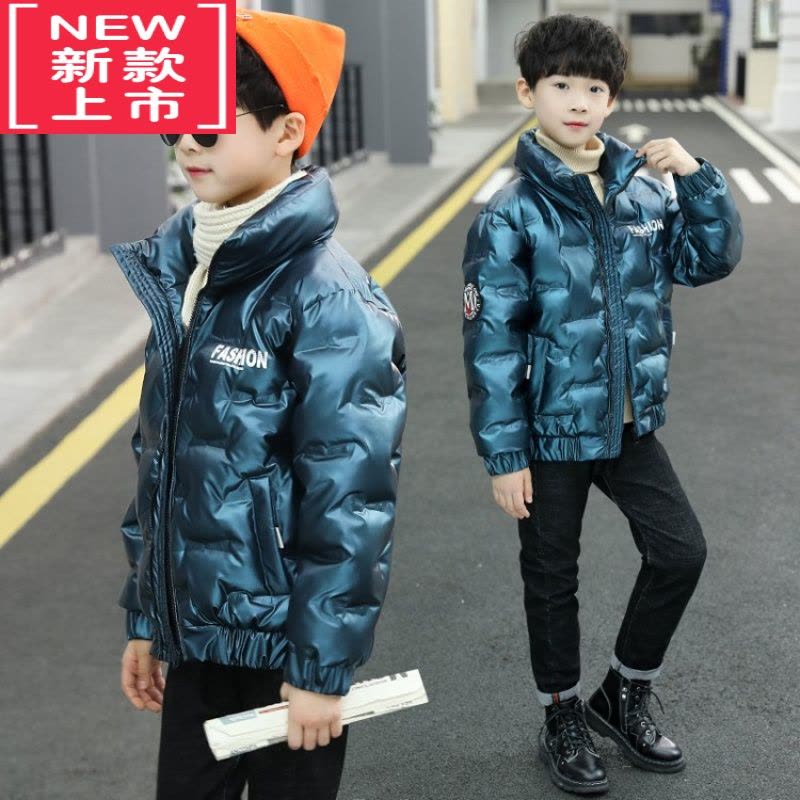 可莉允男童时尚亮片棉服免洗轻便保暖冬装外套中大童韩版洋气加厚棉衣潮图片