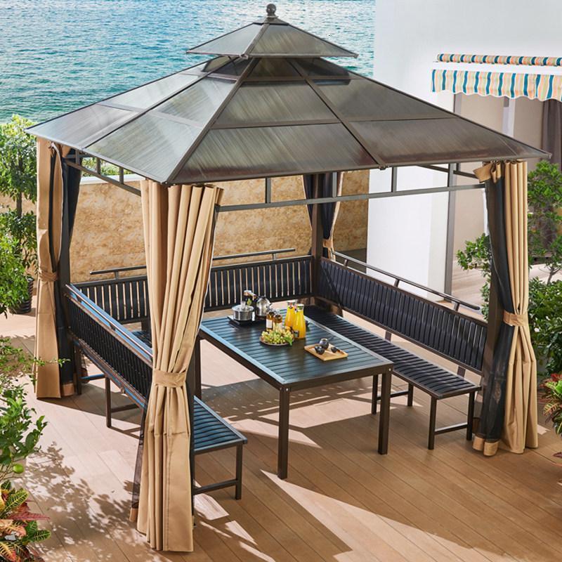 森美人户外凉亭庭院葡萄架别墅铝合金亭子花园简易休闲亭室外帐篷遮阳棚 【双顶PC阳光板】烧烤亭3*3M-双顶