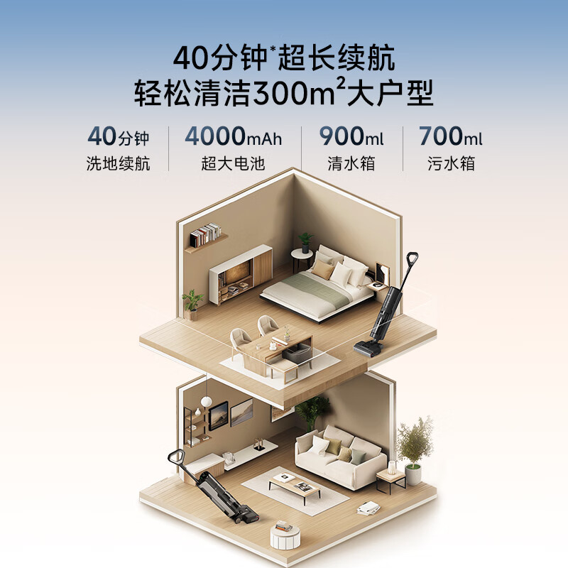 追觅H20超能版无线智能家用除菌扫地洗地机手持吸尘器洗涤洗拖一体拖地机 自动清洗热风烘干贴边清洁